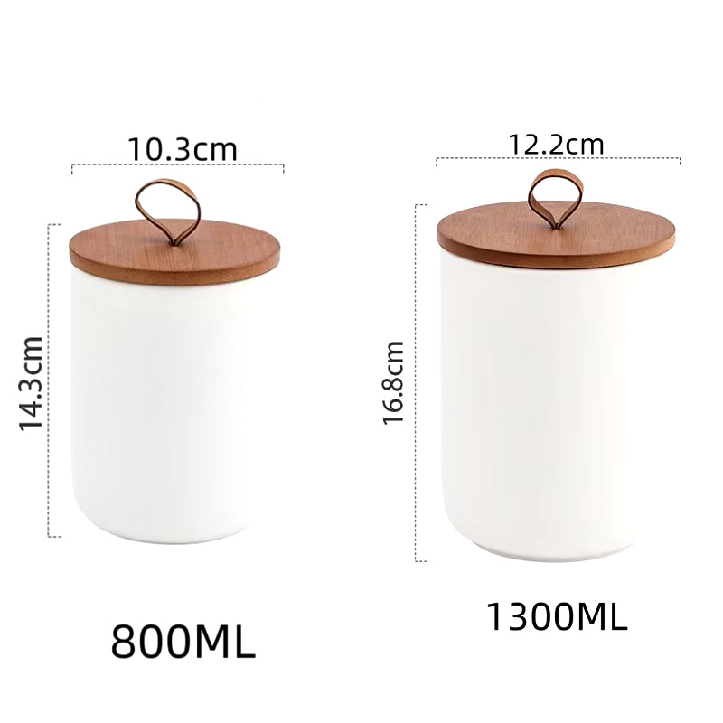Frasco de Almacenamiento Cerámico con Tapa de Bambú 800/1300ML