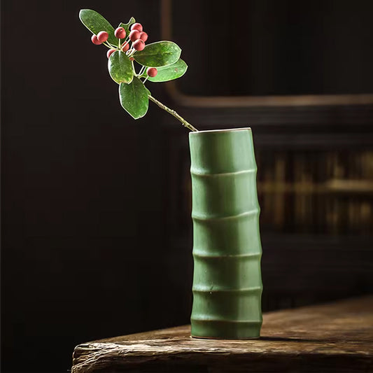 Bamboo Cylindrical Ceramic Vase