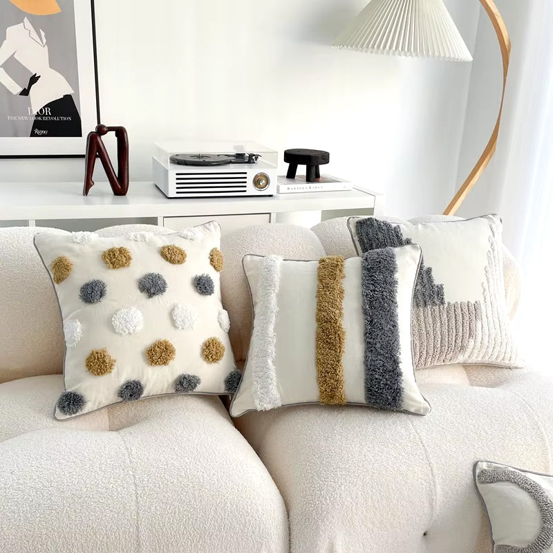 Fundas de almohada bohemias con borlas