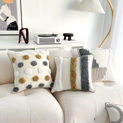 Fundas de almohada bohemias con borlas