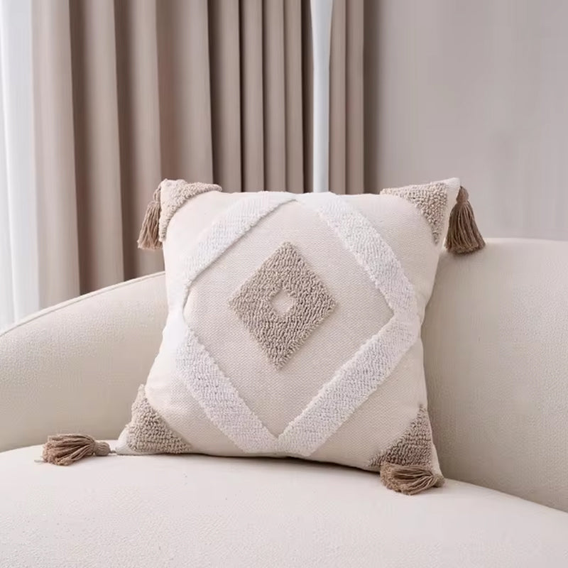 Fundas de almohada bohemias con borlas