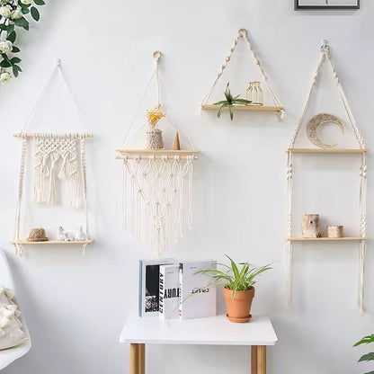 Estante Flotante de Macramé Boho