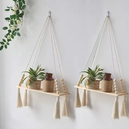 Estante Flotante de Macramé Boho