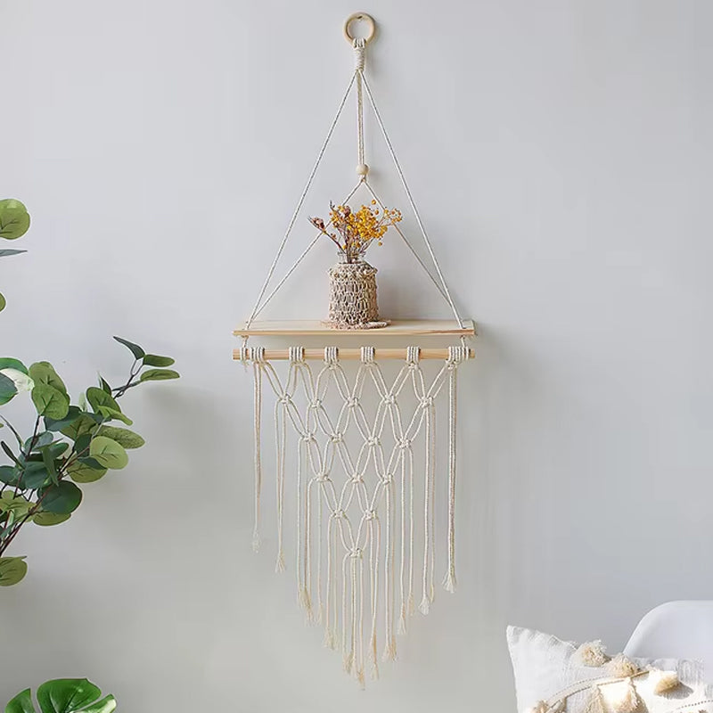 Estante Flotante de Macramé Boho