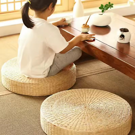 Handmade Woven Natural Straw Pouf
