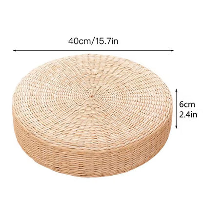 Puf de Paja Natural Tejido a Mano