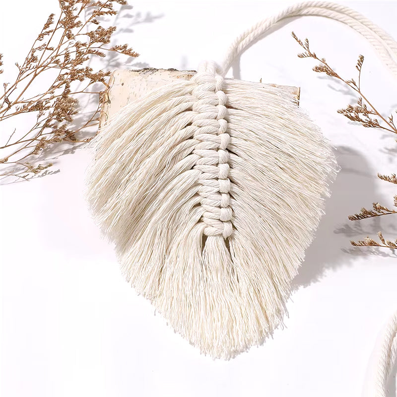 Sujeta cortinas de macramé con diseño de hoja
