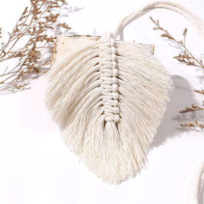 Sujeta cortinas de macramé con diseño de hoja