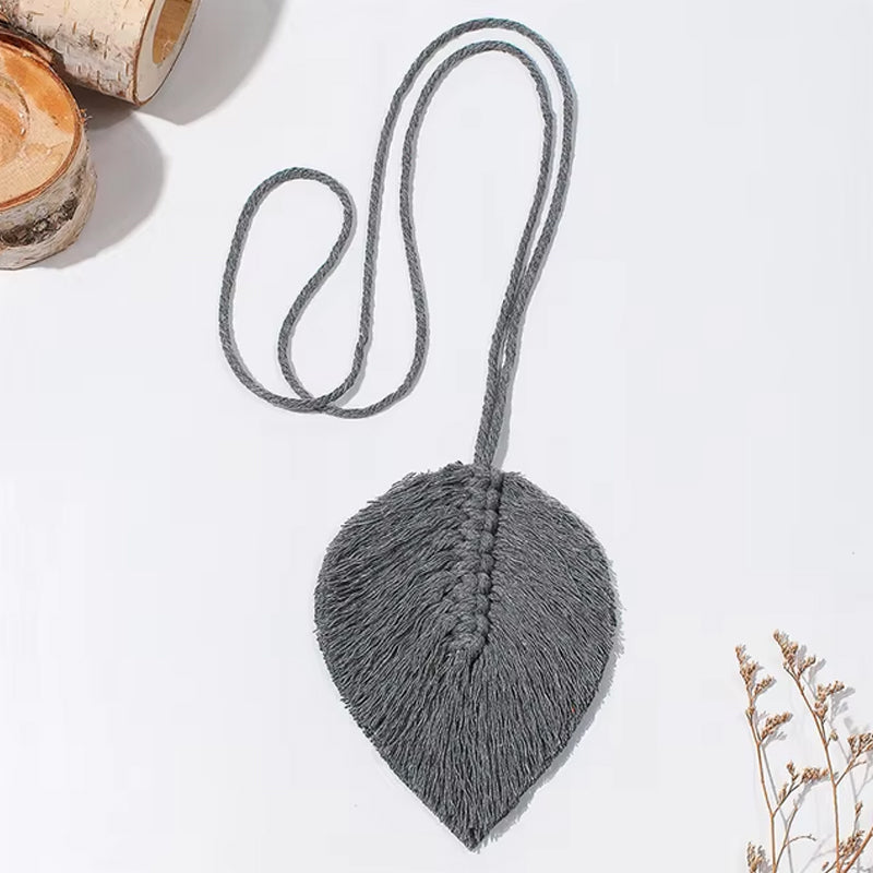 Sujeta cortinas de macramé con diseño de hoja