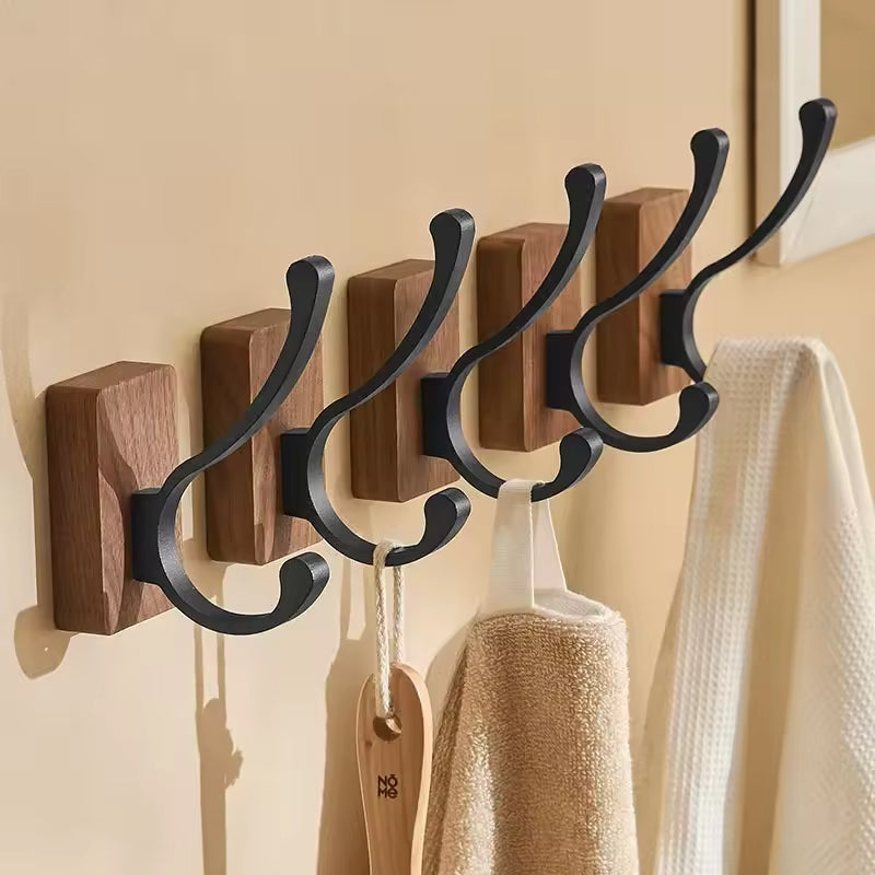 Gancho simple de madera maciza - autoadhesivo