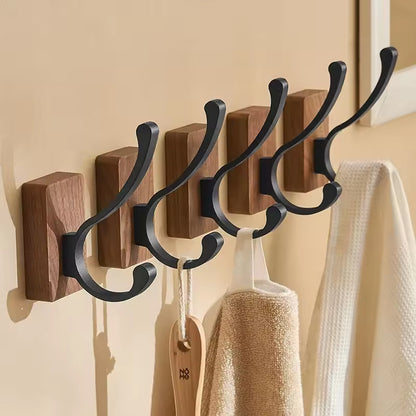 Gancho simple de madera maciza - autoadhesivo