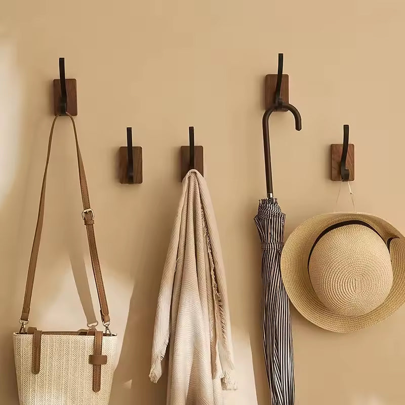 Gancho simple de madera maciza - autoadhesivo