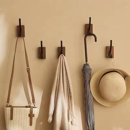 Gancho simple de madera maciza - autoadhesivo