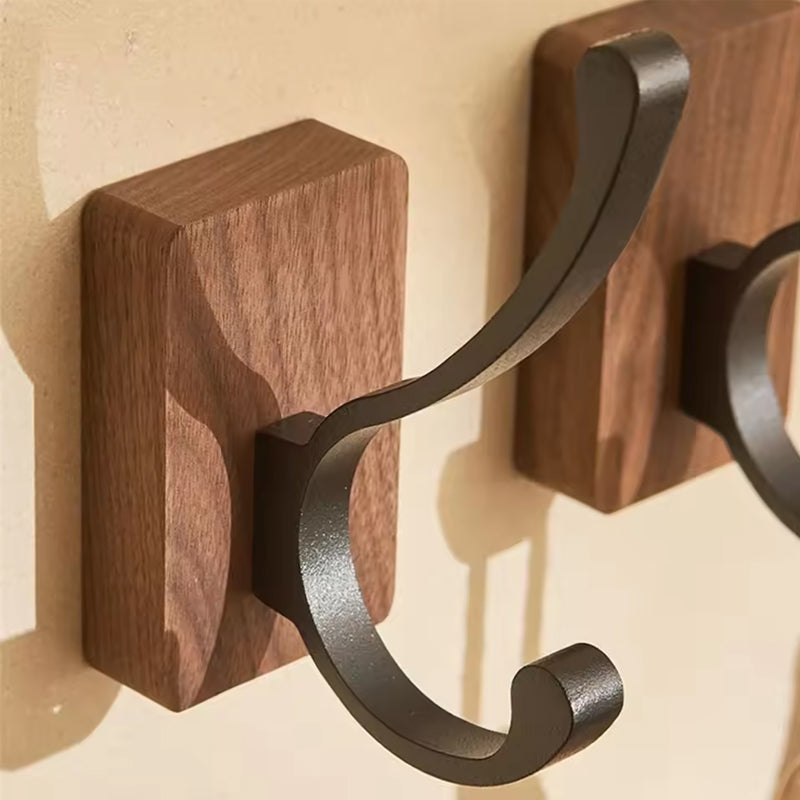 Gancho simple de madera maciza - autoadhesivo
