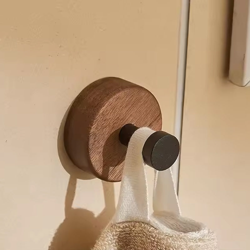 Gancho simple de madera maciza - autoadhesivo