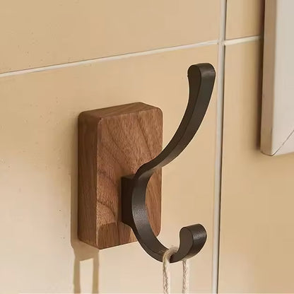 Gancho simple de madera maciza - autoadhesivo