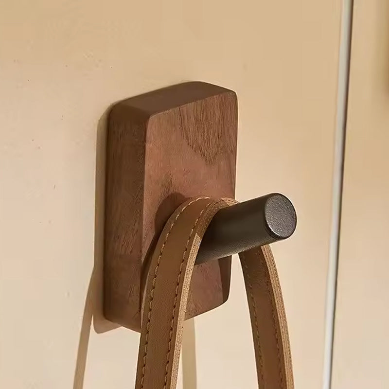 Gancho simple de madera maciza - autoadhesivo