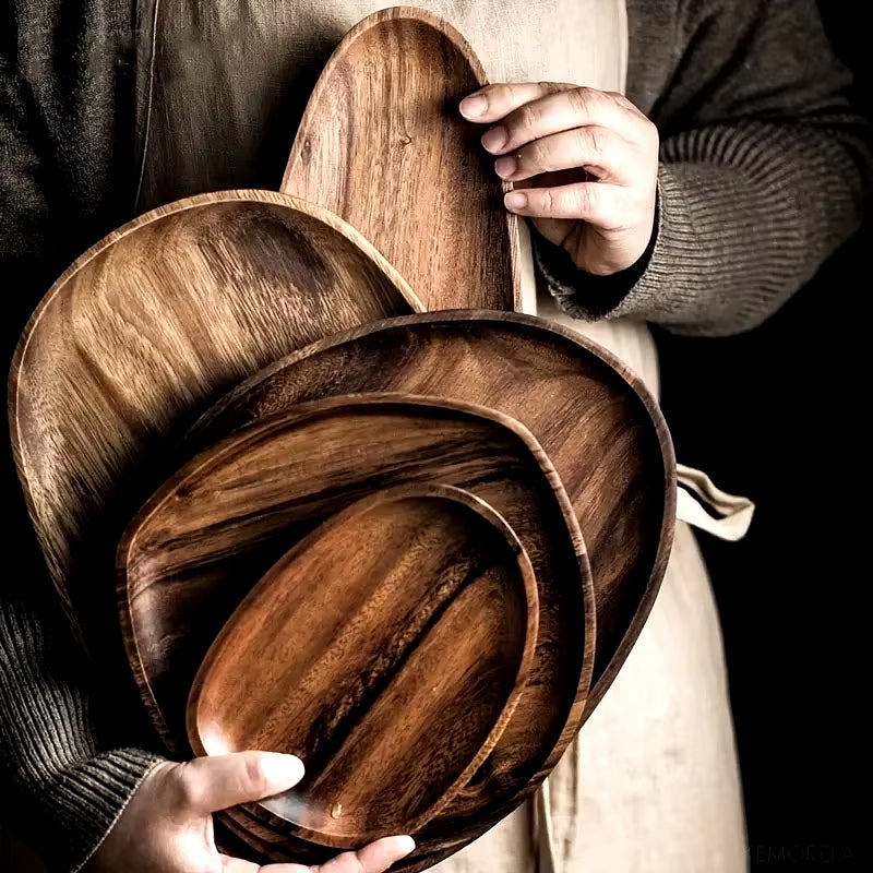 Solid Wood Round Dinner Plates