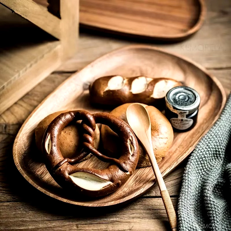 Solid Wood Round Dinner Plates
