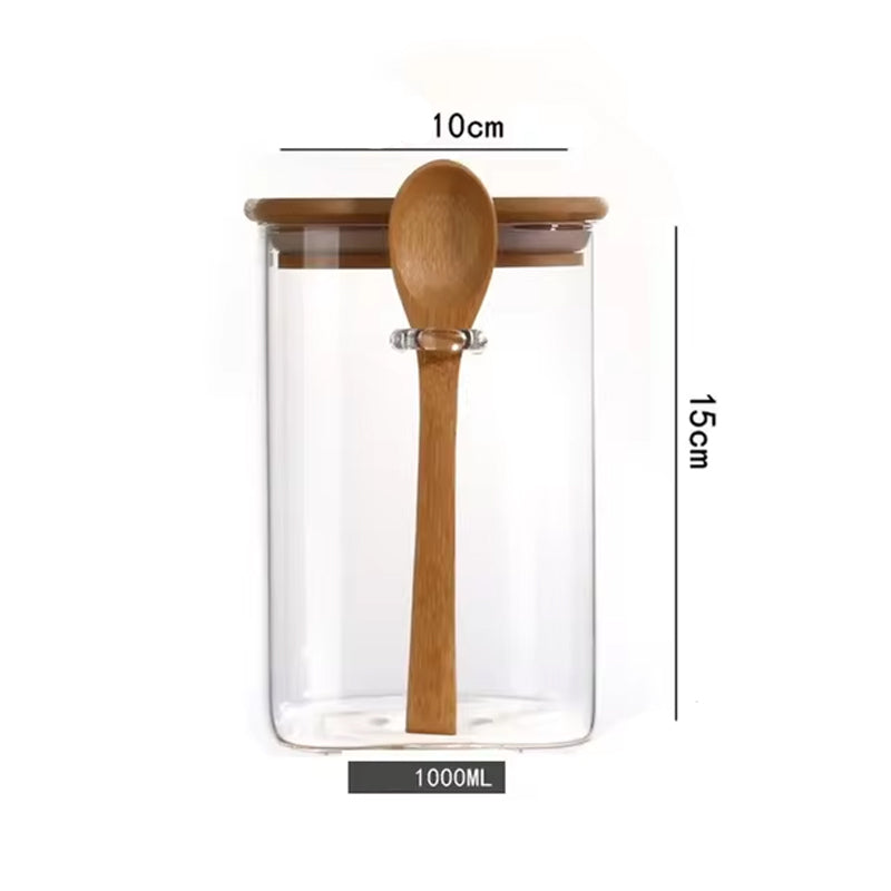 Bote de café cuadrado con cuchara