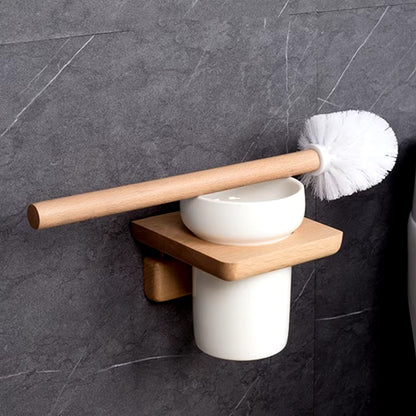 Wood Toilet Brush with Ceramic Base