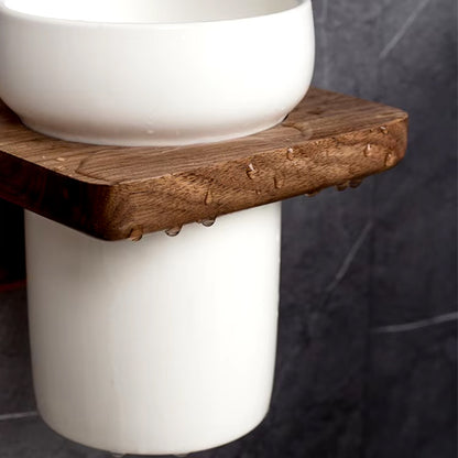 Wood Toilet Brush with Ceramic Base