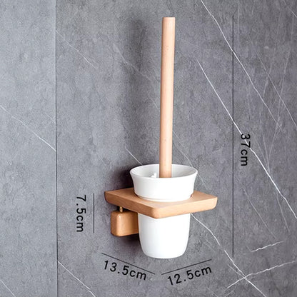Wood Toilet Brush with Ceramic Base