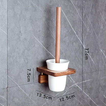 Wood Toilet Brush with Ceramic Base