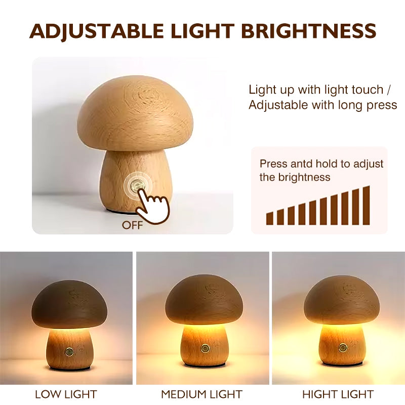 Wooden Mushrooms Night Light