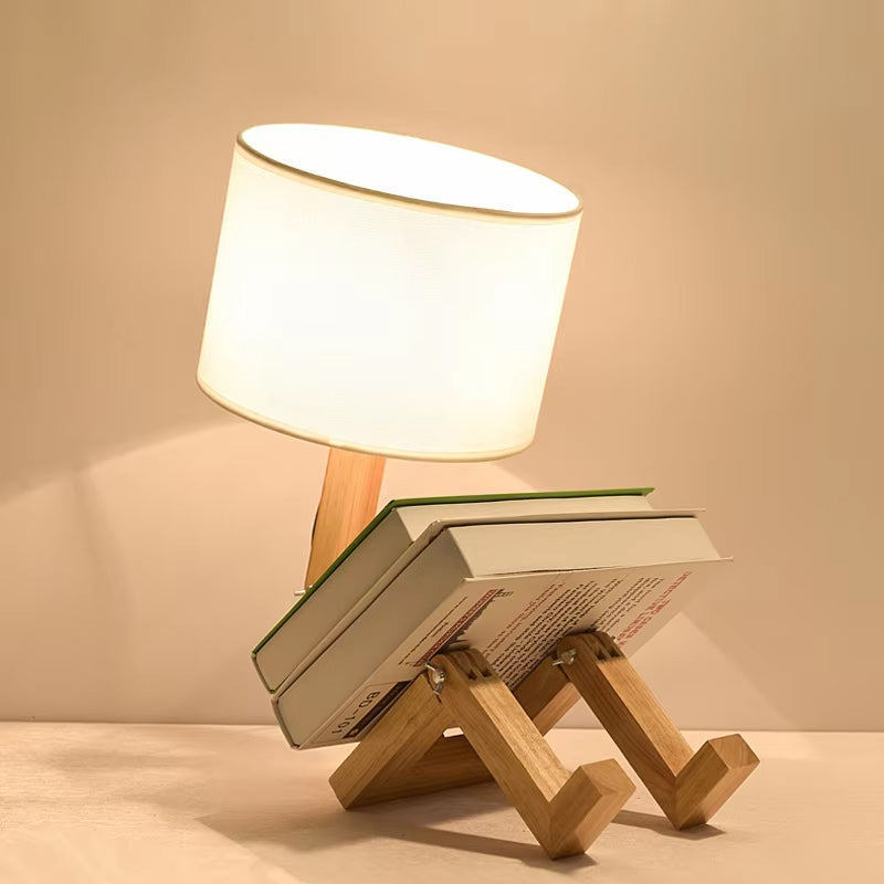 Lámpara de Mesa Robot de Madera