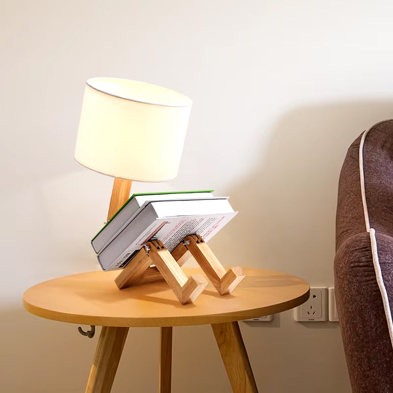 Lámpara de Mesa Robot de Madera