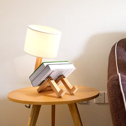 Lámpara de Mesa Robot de Madera