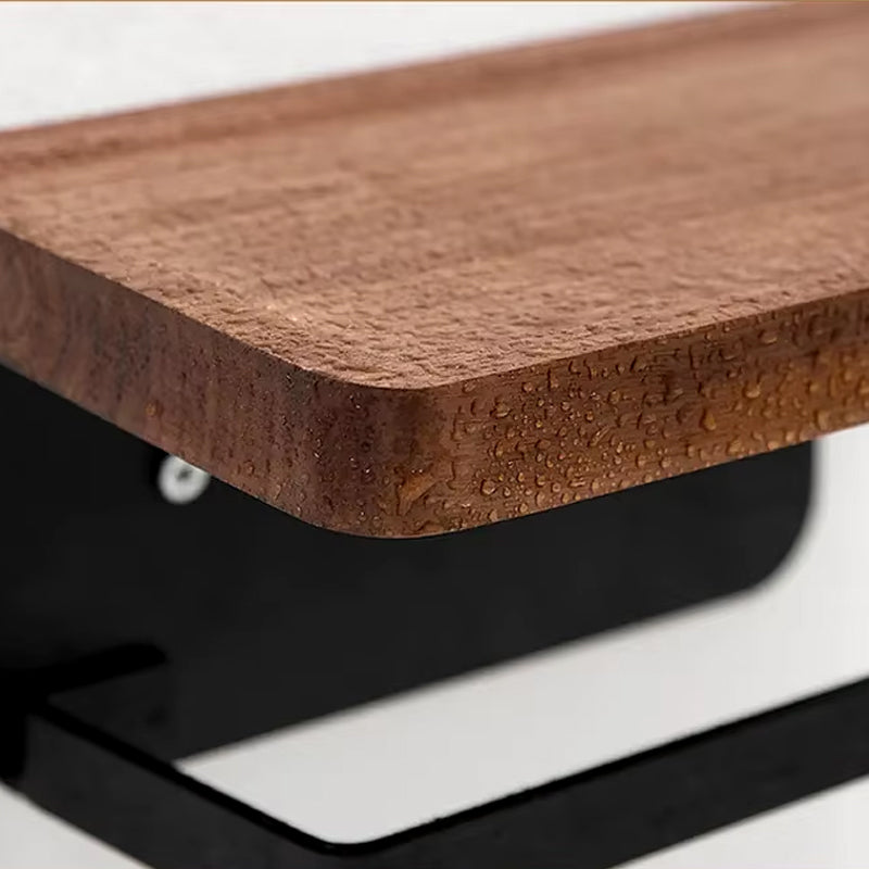 Portarrollos de Papel Higiénico de Madera con Estante